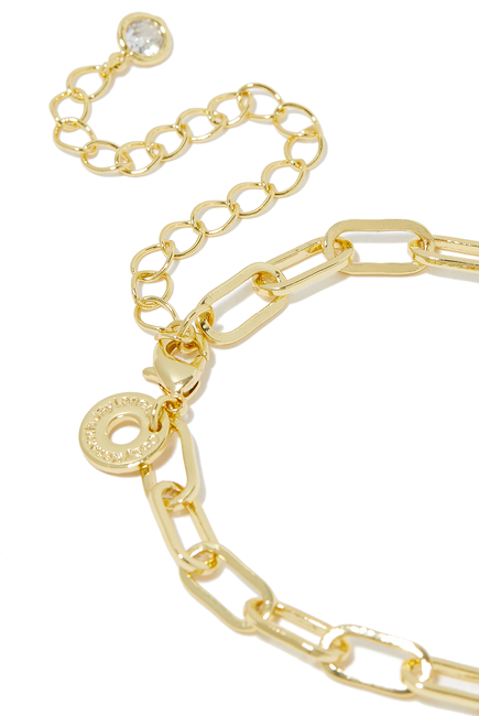 Pavé Link Bracelet, 18k Gold & Rhodium Plated Brass